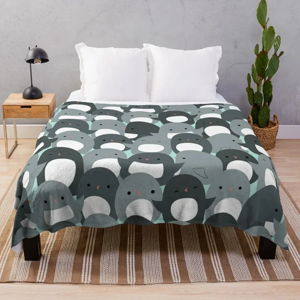 

Cute Penguin Crowd Throw Blanket Extra Large Throw Decorative Beds Decorative Throw Fashion Sofas Blankets