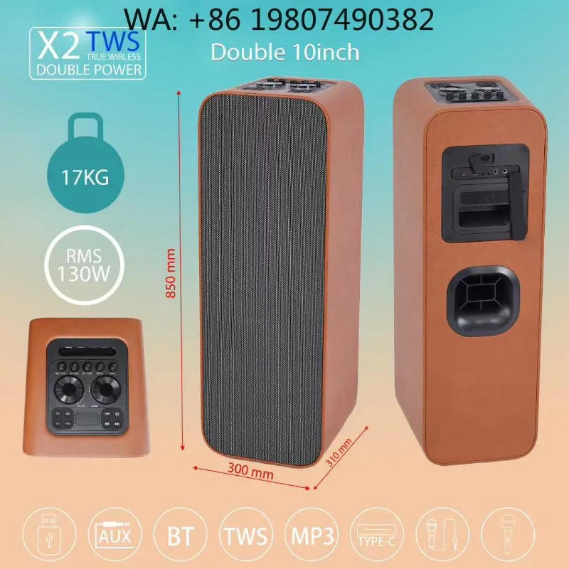 

Dual 10 Inch Wireless Party Audio Box High Sound Quality Support Custom Color Portable Outdoor Stereo Speaker Ready Stock