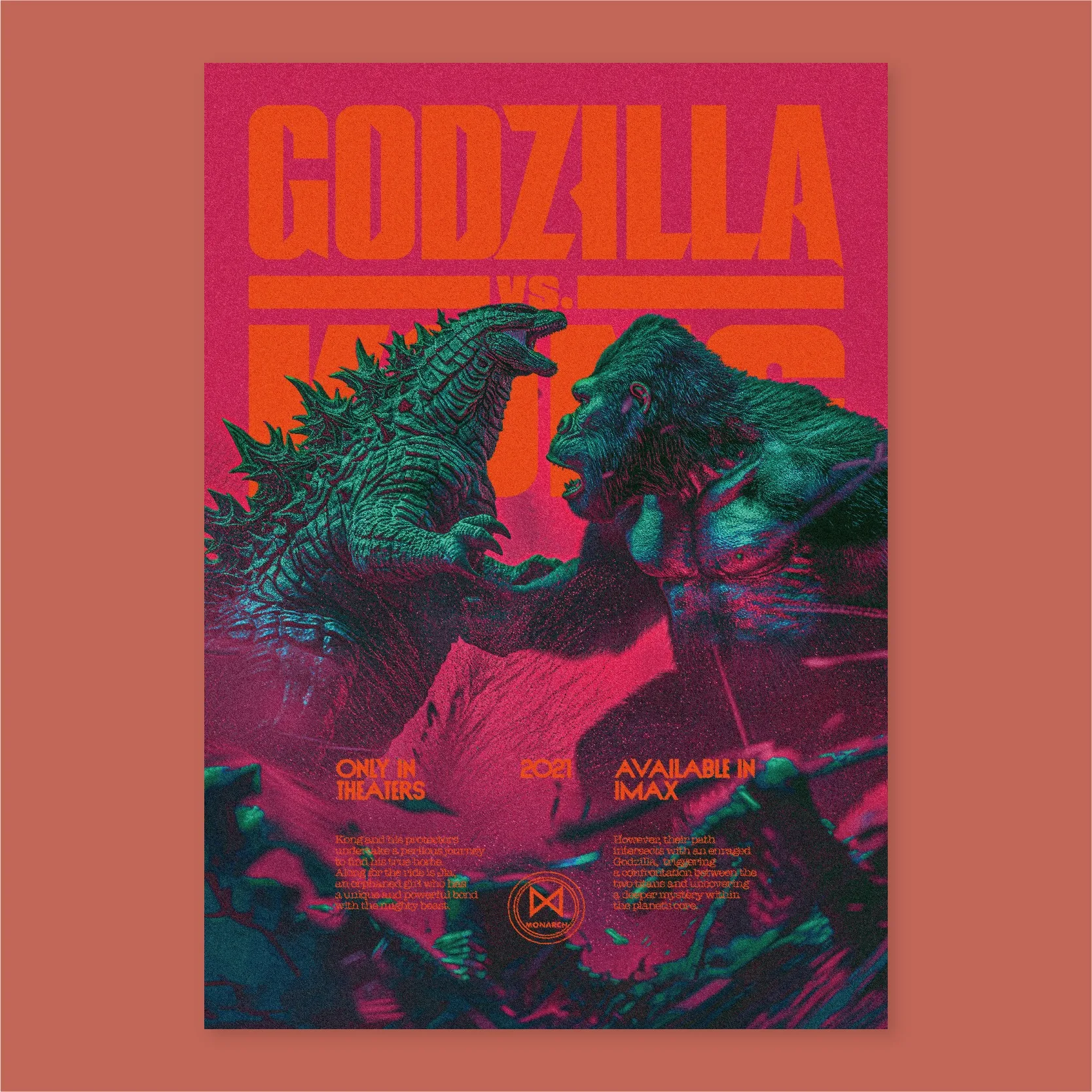 Godzilla vs Kong Frameless Canvas Poster American Illustration Style HD Print Home Cinema Game Room Wall Decor view 3