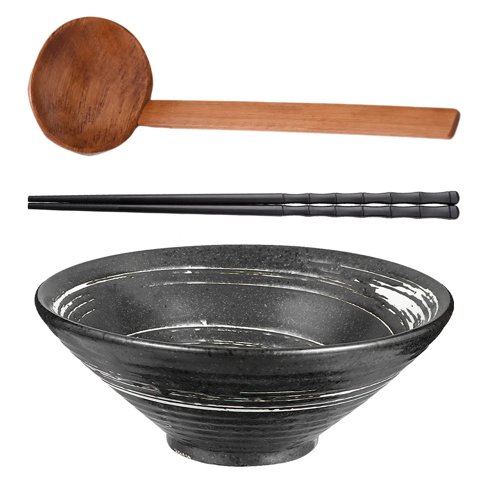 

3pcs Soup Bowl Ceramic Food Serving Tableware Restaurant Home Use Noodle Salad Kitchen