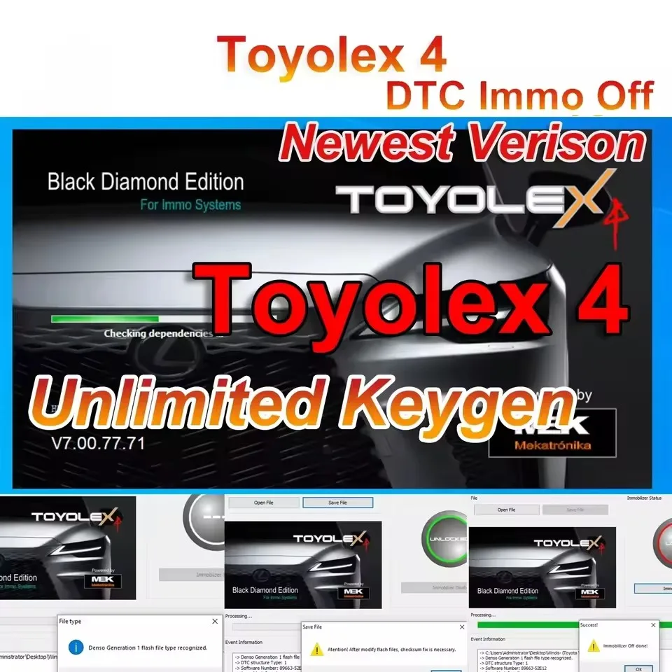 ToyoLex 4/3 with Unlimited Keygen No need KEYGEN for Lexus Denso Mascheramento DTC Disable Funziona for Kess Ktag Denso IMMO