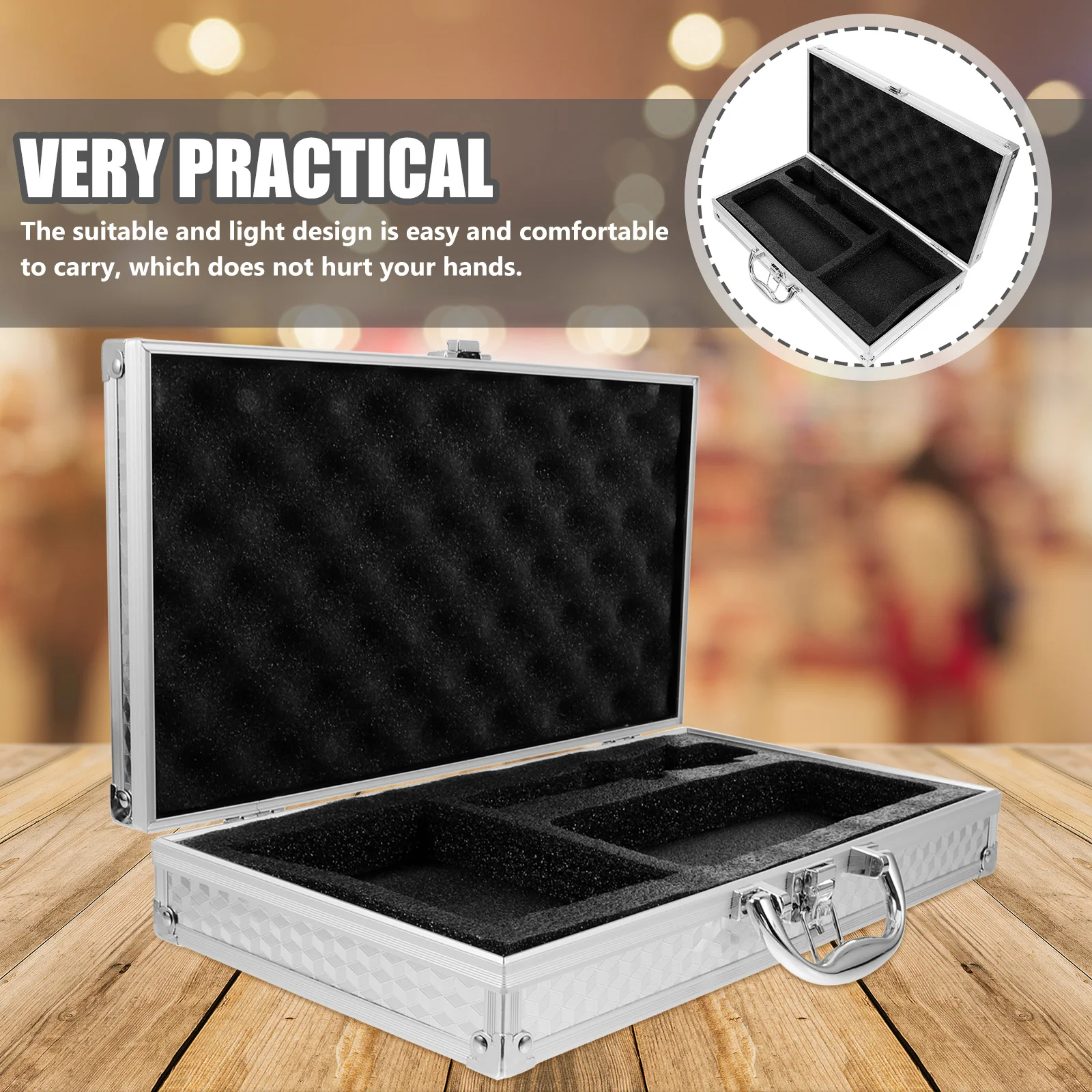Estuche para micrófono, soporte de almacenamiento de micrófono de carcasa dura, caja de micrófono de Metal portátil para viaje y hogar, caja para tarjeta de sonido