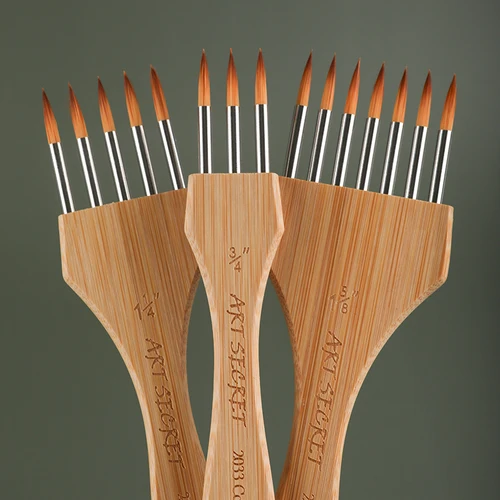 Imagen 2 del producto ArtSecret Nuevo pincel de pintura acrílica de acuarela con peine multidiente # 2033 Papelería artística con mango de bambú y lana de nailon importada de Corea del Sur