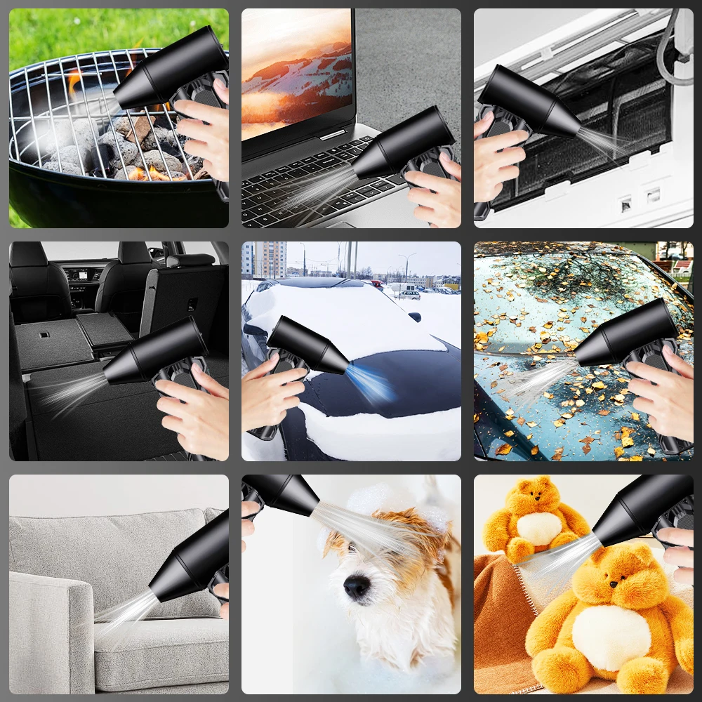 Plumero de aire eléctrico para coche, RV, camión, remolque, ventilador Turbo violento portátil, herramienta de limpieza, soplador de chorro, soplado de nieve multifuncional