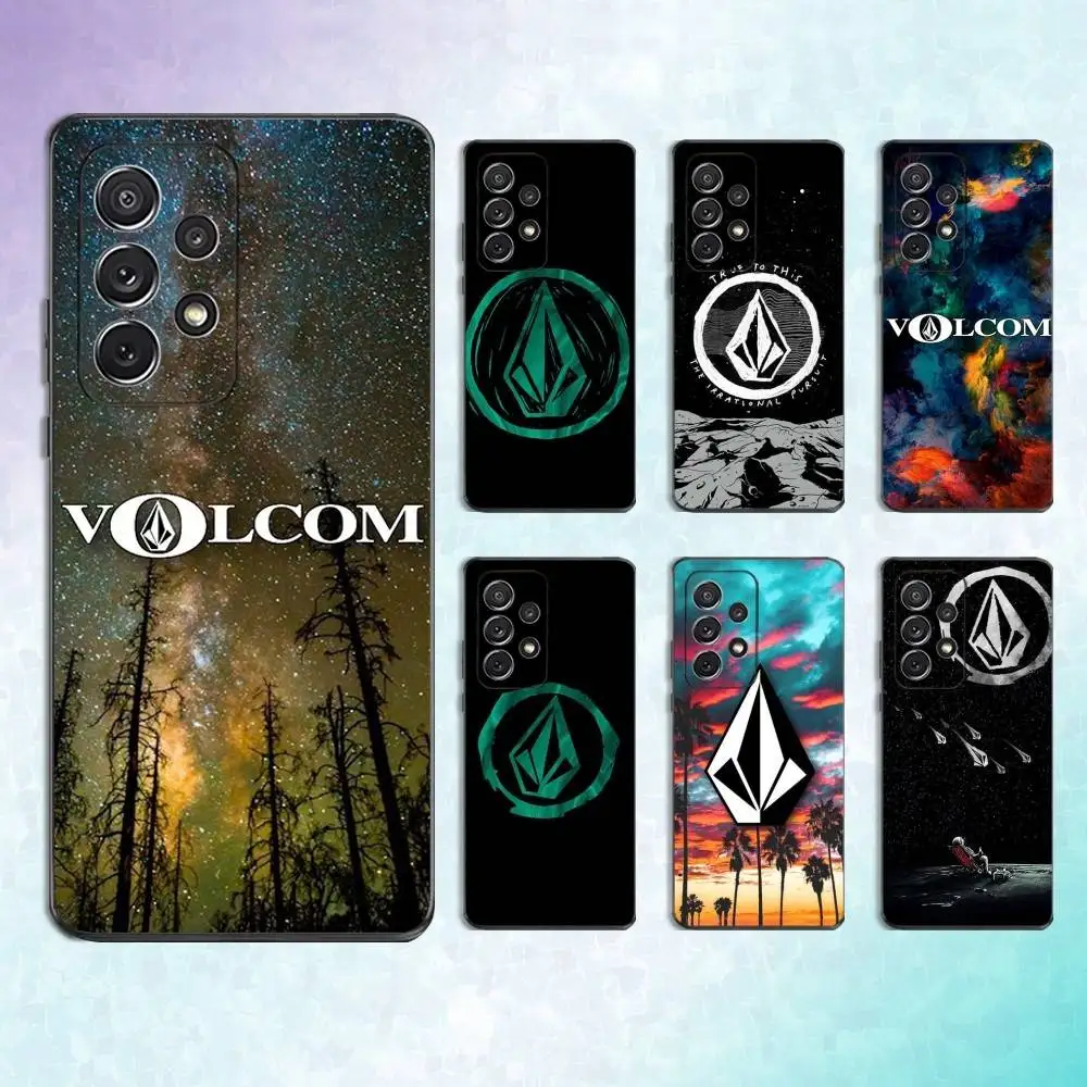 

Luxury V-Volcom-ES Style Phone Case For Samsung S25,S24,S23,S22,S21,S20,S10,Ultra,Plus,Lite,FE,Soft Silicone Black Cover