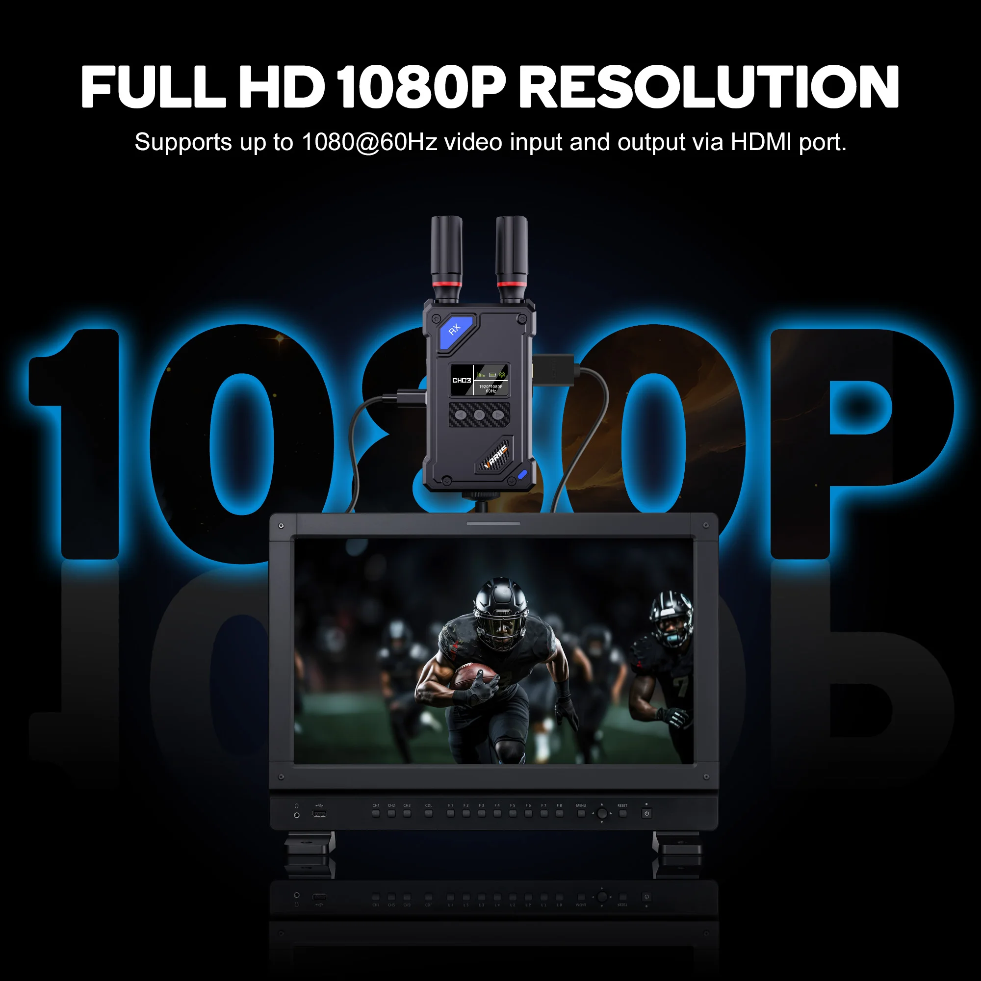 Transmisor de vídeo HDMI inalámbrico de 450m, extensor receptor, compatible con batería de NP-F, cámara, transmisión en vivo, captura de grabación de Audio y vídeo UVC