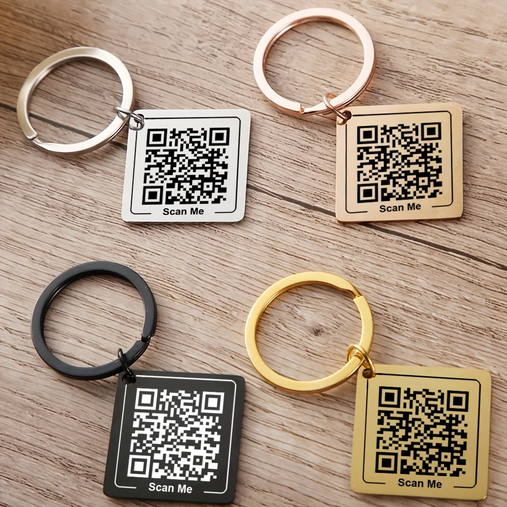 

Customized Stainless Steel QR Code Keychain Personalized Business Card Company Introduction Party Wedding Gift Accessories