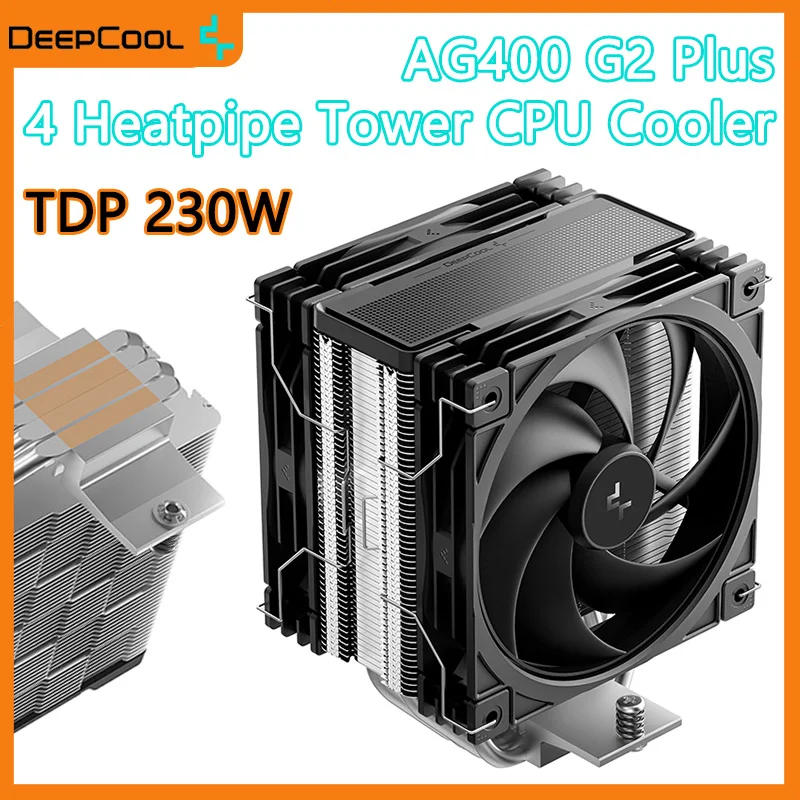 

Deepcool AG400 G2 PLUS Dual fans 4 Heat Pipes Low Noise CPU Air-Cooling Radiator TDP 230W For Intel LGA1851 1700 AMD AM4 AM5