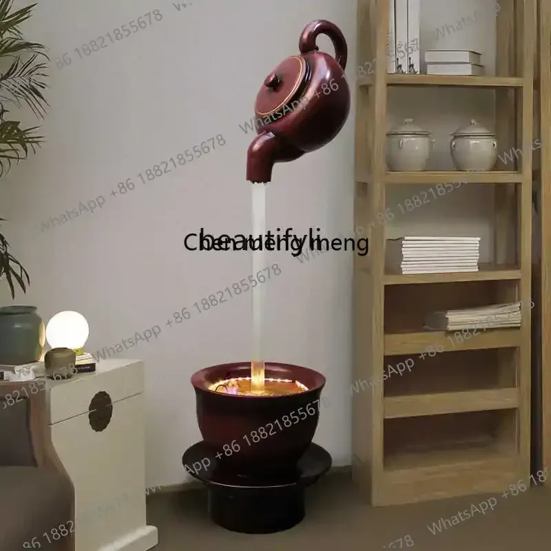 K182ZC182Creative teapot suspended flowing water ornament living room balcony water feature outdoor garden Chinese floor-to-ceil