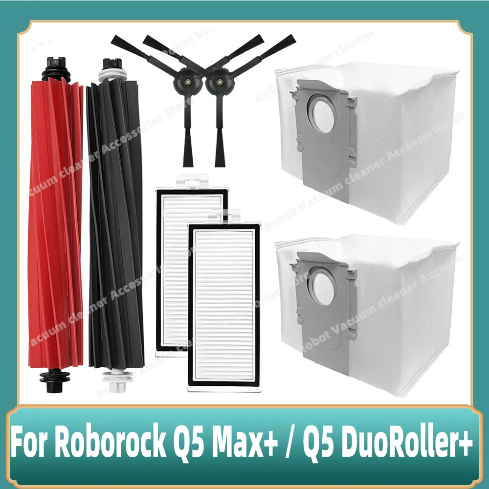 Kompatibel für Roborock Q5 Max+ / Q5 DuoRoller+ Teile Hauptseitenbürste Hepa-Filter Staubbeutel Ersatzzubehör