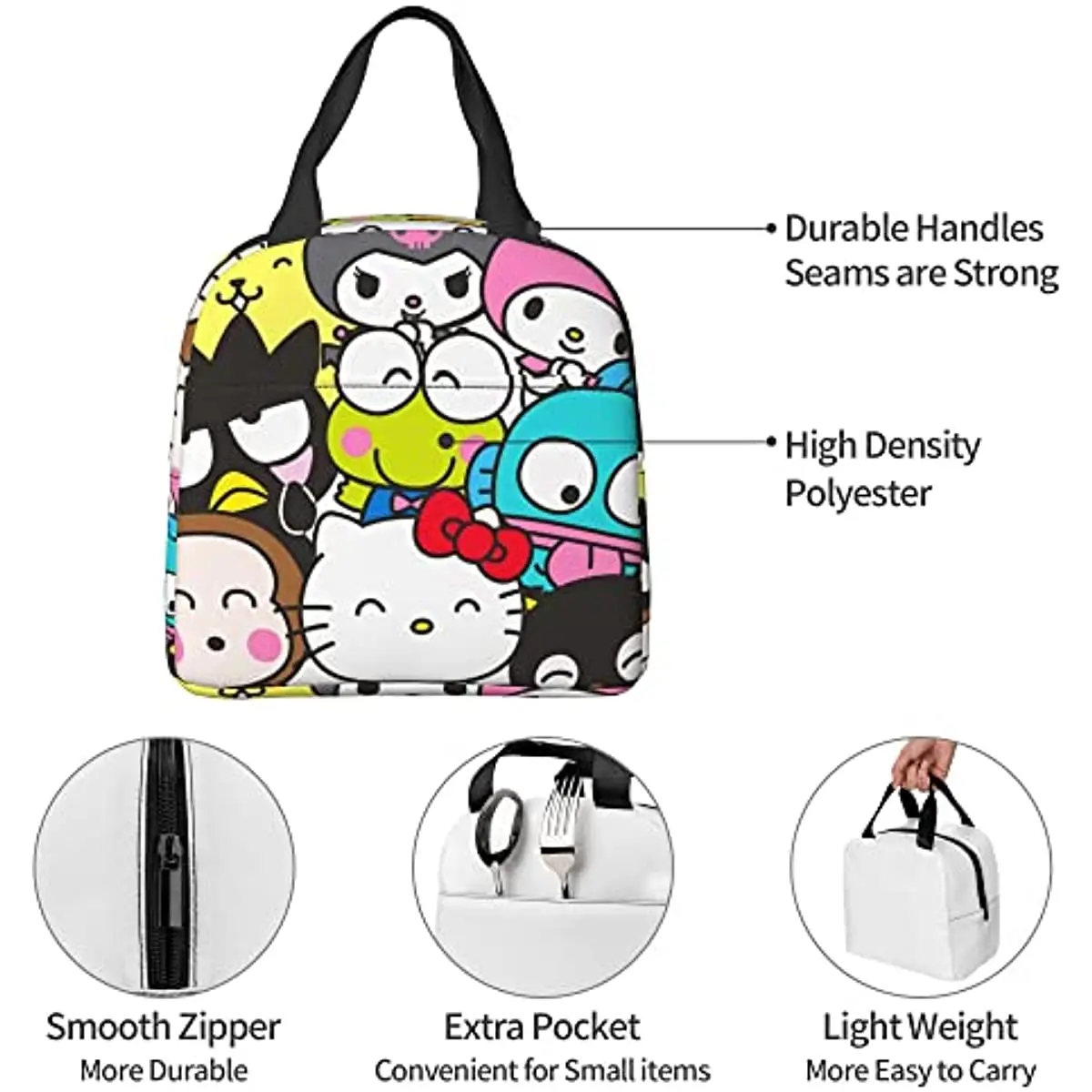 Fiambrera Kawaii para mujer, bolsa de almuerzo reutilizable, bolsa de comida aislada, contenedor de alimentos, trabajo, Picnic, Viajes