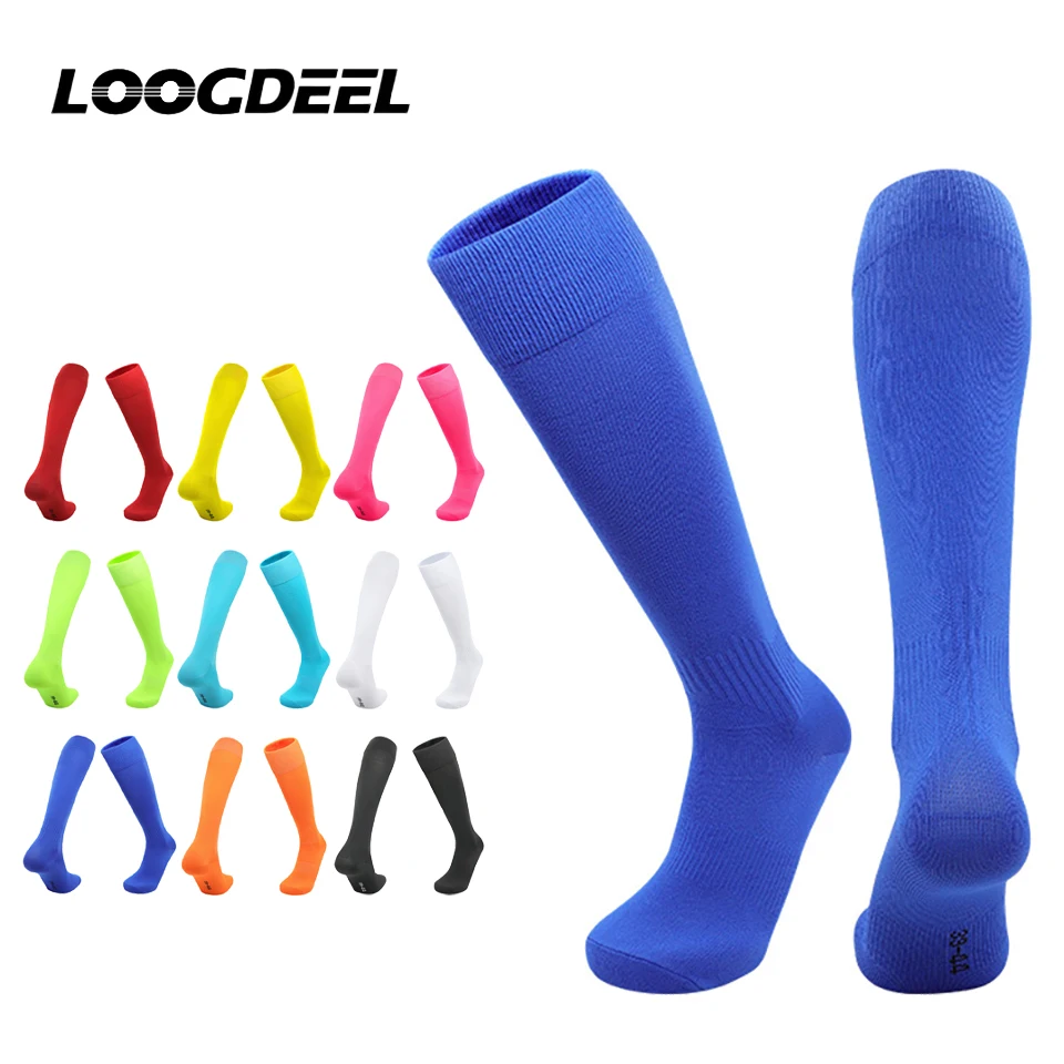 

Loogdeel Summer Thin Solid Color Football Socks For Adults Sweat-absorbing Breathable crew Socks Non-slip Sports High-top Socks