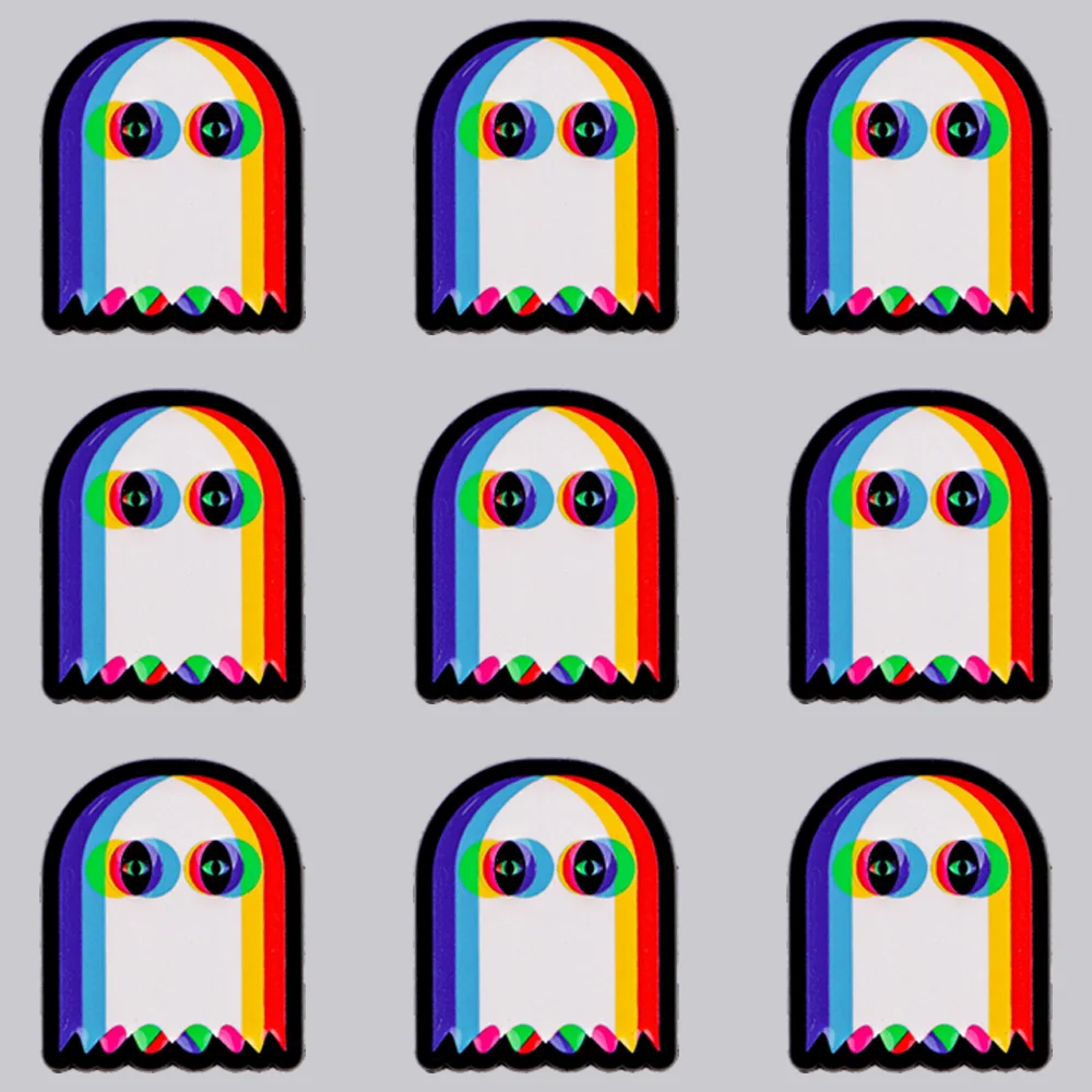 9pcs Rainbow Trippy Ghost Enamel Pins Colorful Ghost Lapel Brooch Enamel Badge for Backpack Jacket Denim Halloween Jewelry Gift