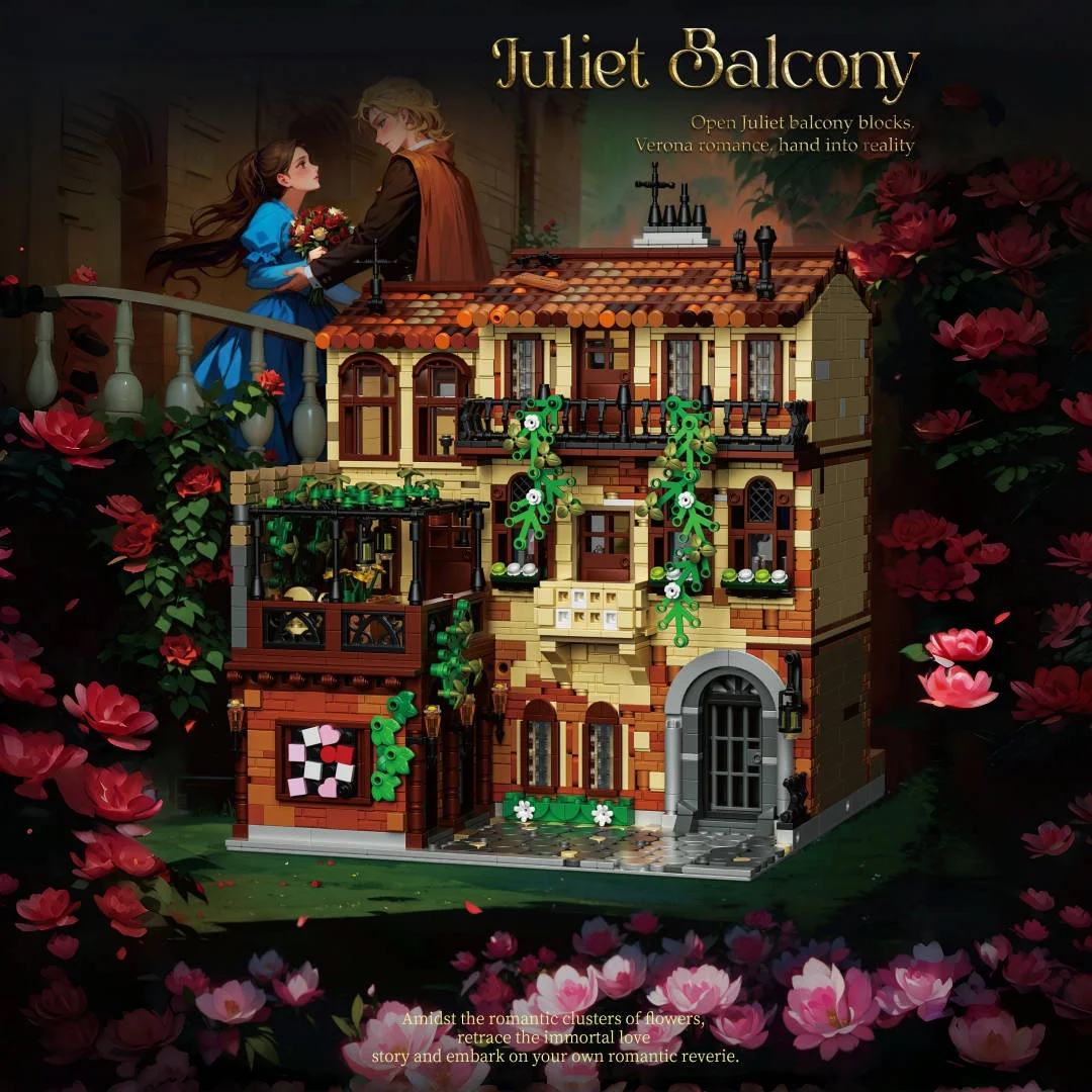 Zestaw do budowania domu Juliet, ponad 3800 elementów |   Figurki budynków z czasów starożytności europejskiej |   Zestaw upominkowy na Halloween i Boże Narodzenie
