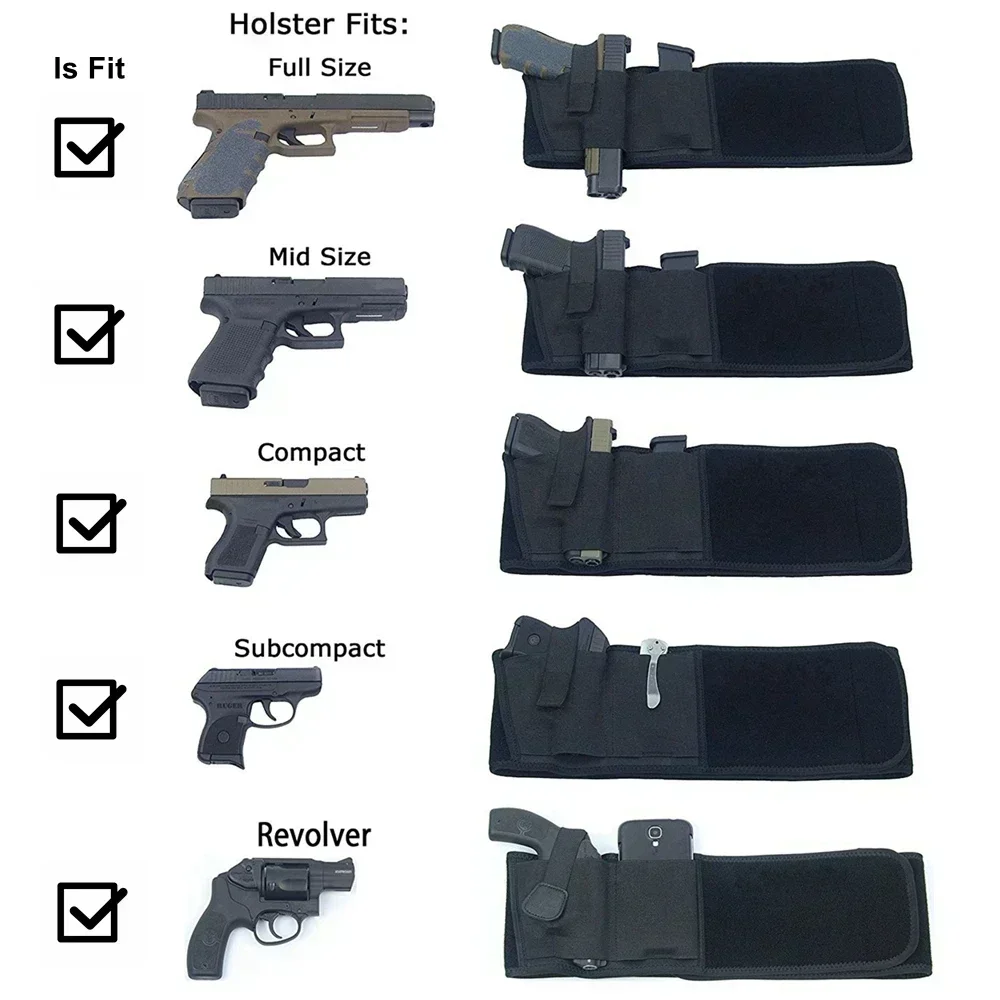 Universal Elastic Waistband Outdoor Tactical Holster Hidden Multi-purpose Underarm Invisible Holster Concealed Gun Pouch