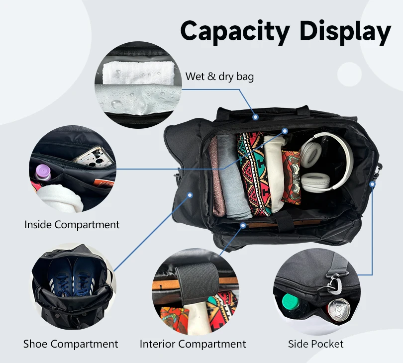 40L Jusenda Profession Fitness Sporing Bag Large Capacity Outdoor Water-Proof Handbag Travel Trip Bag