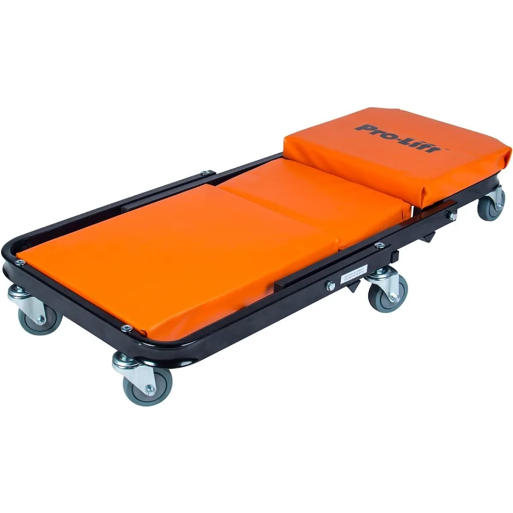 Foldable Z Creeper - 2-in-1 Rolling Folding Car Creeper & Seat - 40" Adjustable Roller Garage Chair Lay Down or Sit