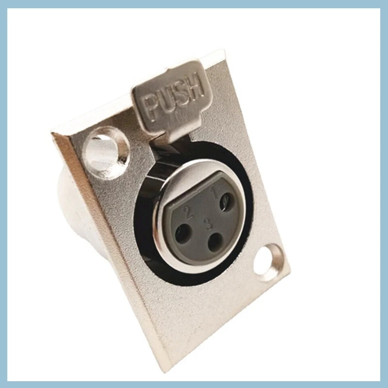 Metal Square or Long 3-Pin Carousel Seat Alloy Caron Seat Audio Socket Panel Module Metal Speaker Microphone Plug B6