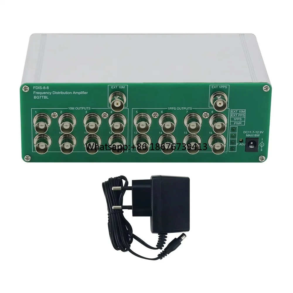 FDIS-8-8 10M 1PPS(3.3Vpp) 8+8 Channels Clock Distributor CDA2990 Pulse Splitter Frequency Distribution Amplifier (BNC)