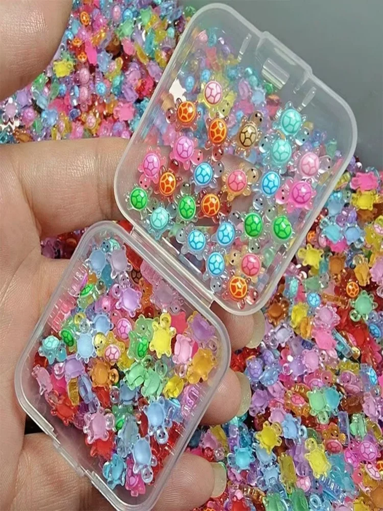 100 pièces Mini tortues en résine brillent dans la nuit tortue Miniatures multi-fonction petits animaux figurines pour bricolage fée jardin décor