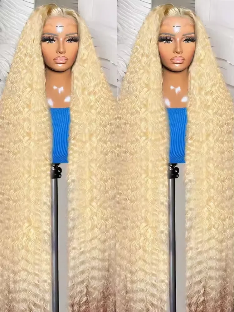 

613 Curly Honey Blonde Lace Front Human Hair Wigs Loose Deep Wave 13x6 13×4 HD Water Wave Color Transparent Lace Frontal Wigs