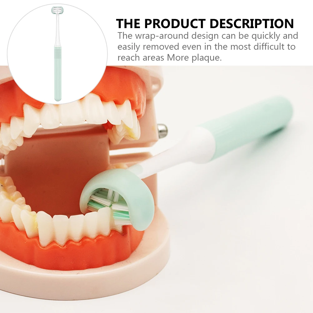 

-Around Toothbrush 3-Sided Design For Adults Plaque Removal Teeth Cleaning Manual Brush Oral Care Tool