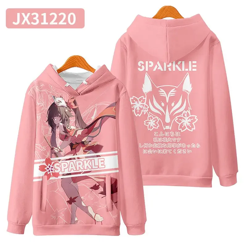 Homens e mulheres Honkai: Star Rail Sparkle Cosplay Hoodie, moletom Harajuku, pulôver Hip Hop, jaqueta com capuz, Casacos, Streetwear