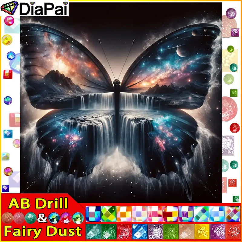 DiaPai Fairy Dust AB Diamond Embroidery "Butterfly   Waterfa