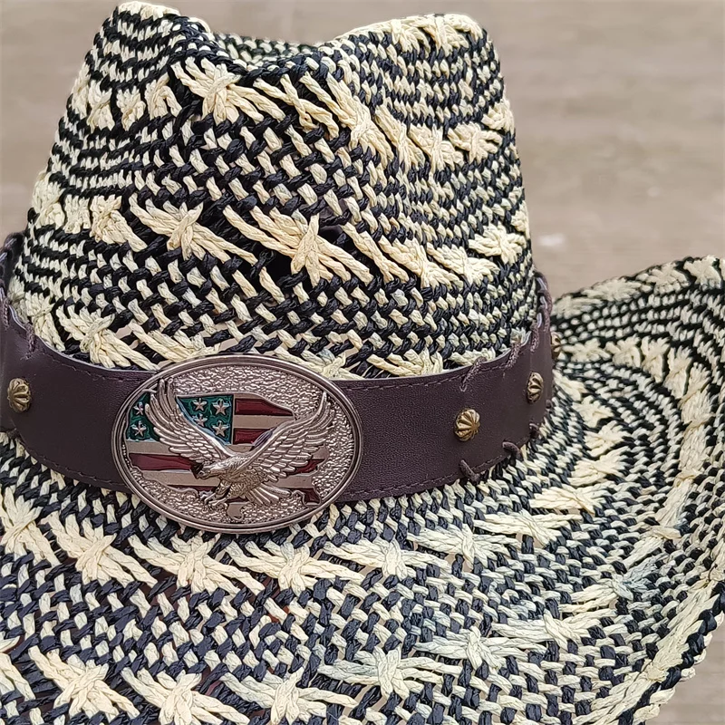 Western Straw Cowboy hat straw hat solid summer sombrero vaquero Sunshade Jazz Hat Panama sun hat sombrero vaquero hombre chapea