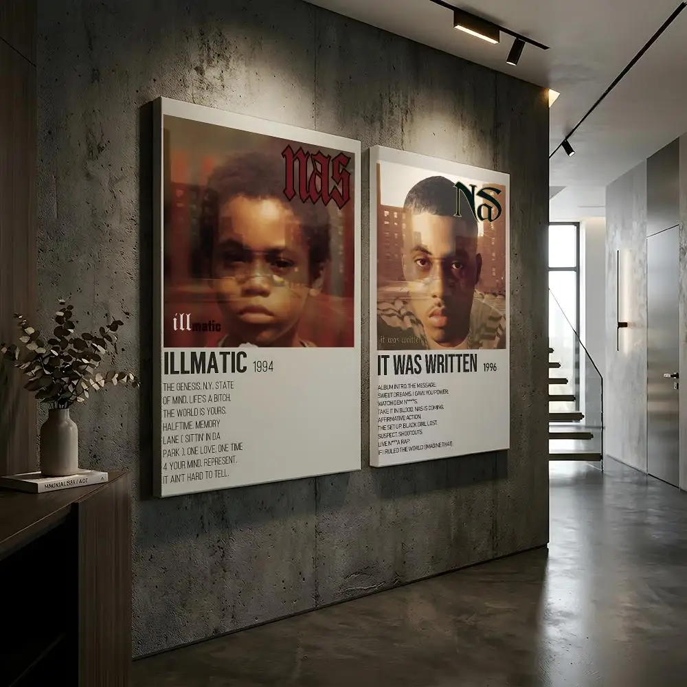 N-Nas Rapper Album Painting Calligraphy HD Modern Style Inner Frame Canvas Poster Bedroom Room Hallway Wall Art Decor