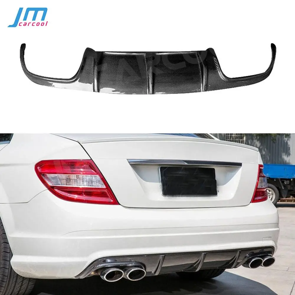 

Carbon Fiber Car Rear Bumper Lip Diffuser Accessorise for Mercedes Benz C Class W204 C63 AMG 2008-2011 Fins Shark Style