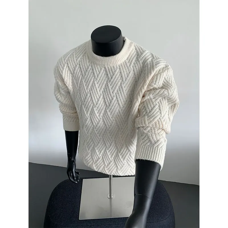 프리미엄 느낌의 오버사이즈 풀오버 스웨터 남성용 |   스트릭풀오버 남성 스웨터 유니섹스 니트 탑 남성 점퍼 겨울 캐주얼 엘레강스 M-3XL