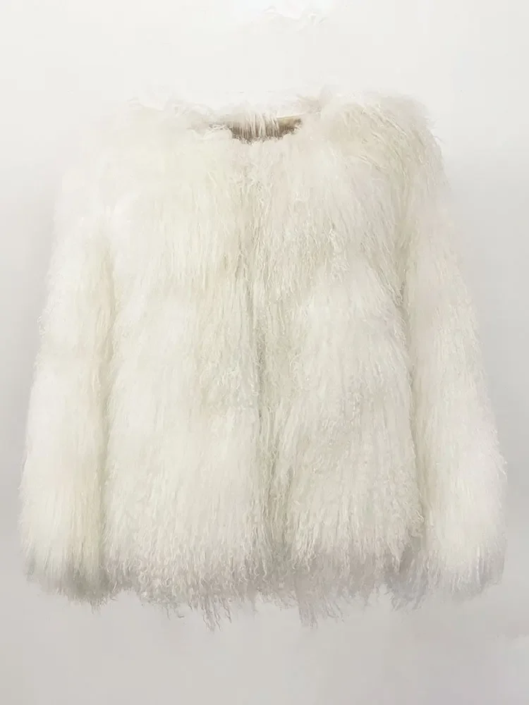 Nieuwe Vrouwen Natuurlijke Mongolië Schapen Bontjas Bovenkleding Mode Echte Bontjas Winter Bovenkleding Dikke Warme Jas Casual