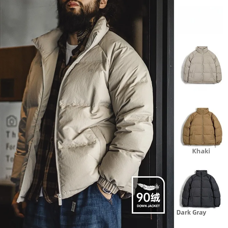 

Maden American Sle down Jaet Stand Collar Waterproof Outdoor Warmth Du down Bread Sle Coat for Youth Winter Outerwear