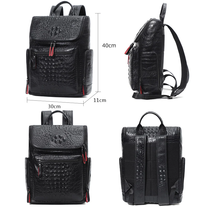 Crocodile Genuine Leather 15.6 inch Laptop Backpack Men Travel Bags Bagpack Waterproof Big Backpack For Teenager Schoolbag