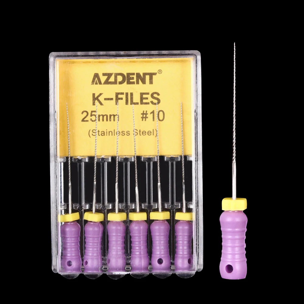 6 Stück/Box AZDENT Dental Endo K-Feilen Handgebrauch Wurzelkanalfeilen Edelstahl 21/25/31mm 06 # -40 # Zahnärztliches Instrument – Detail 16