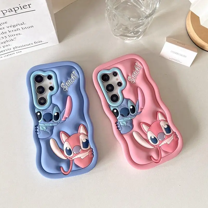 Stitch Angel Cartoon Silicone Phone Case for Samsung Galaxy S24 S23 S22 S21 S20 Ultra Plus Fe A54 Soft Shockproof Bumper Cover