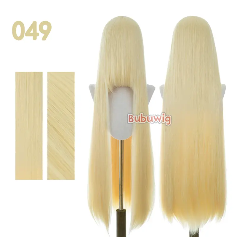 Bubuwig Synthetic Hair 100cm Long Straight Pure Color Cosplay Wigs Over 100 Colors Black White Red Blue Brown Wig Heat Resistant - Image 3
