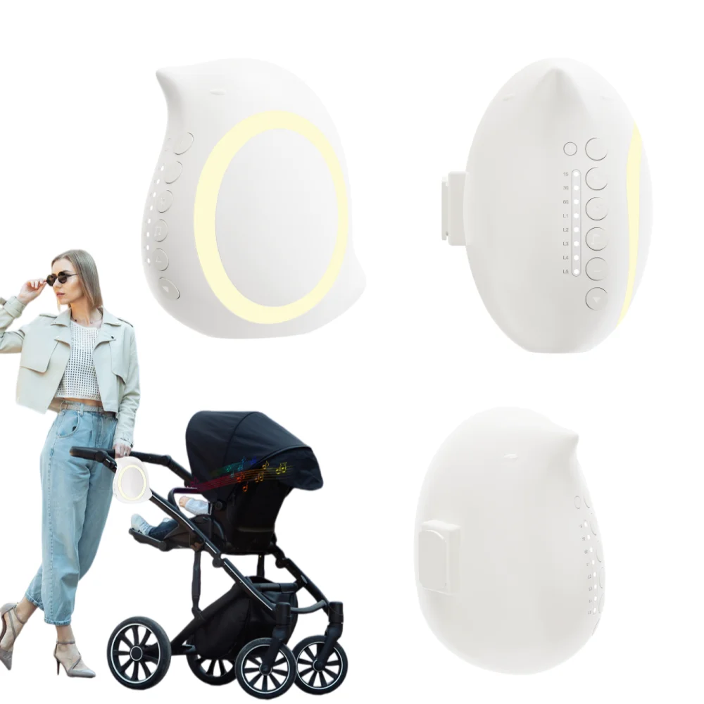 Rechargeable Automatic Pram Rocker Device 1800mAh Battery 5 Level Vibration 3 Timer Modes Portable for Baby Calming and Sleep