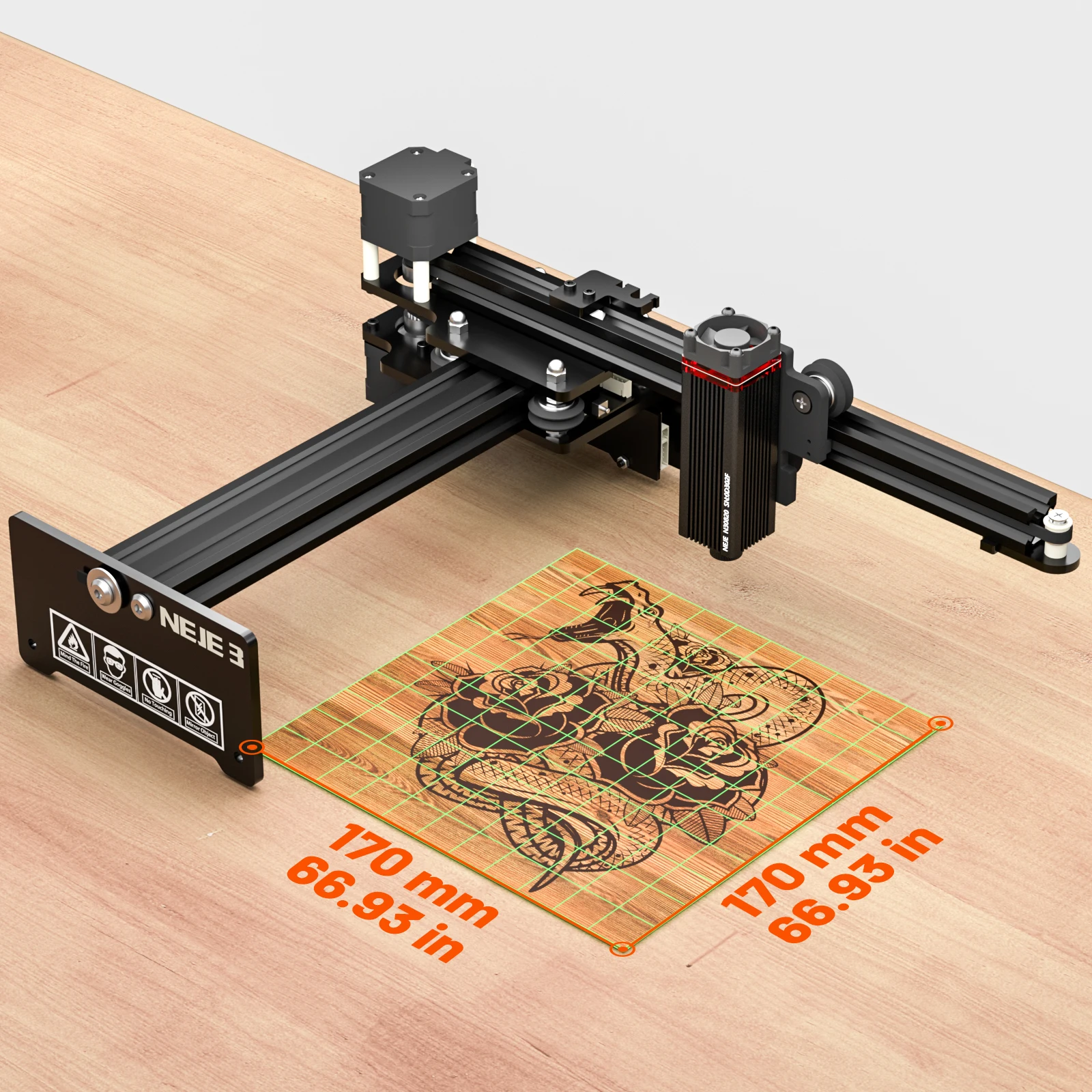 NEJE 40W CNC Laser Engraver 170x170mm Wood Laser Engraving Cutting Machine Router 3D Printer DIY Mark Tool With  Air Assist