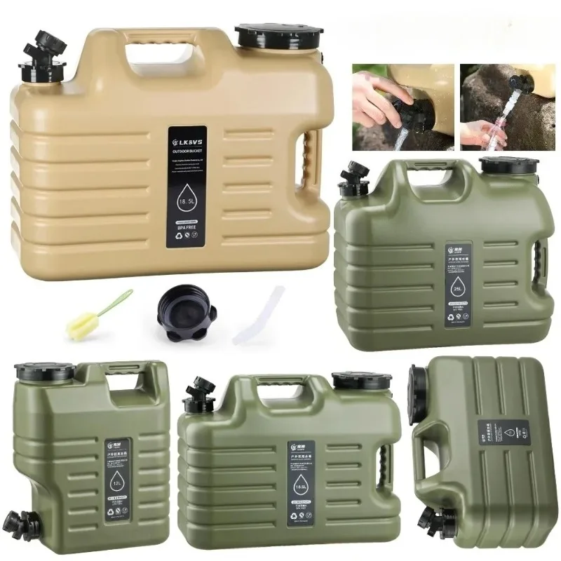 11/12/25L Water Jug Camping Large Capacity Water Bucket With Detachable Faucet Leak-Proof Portable Car Water Tank Carrier