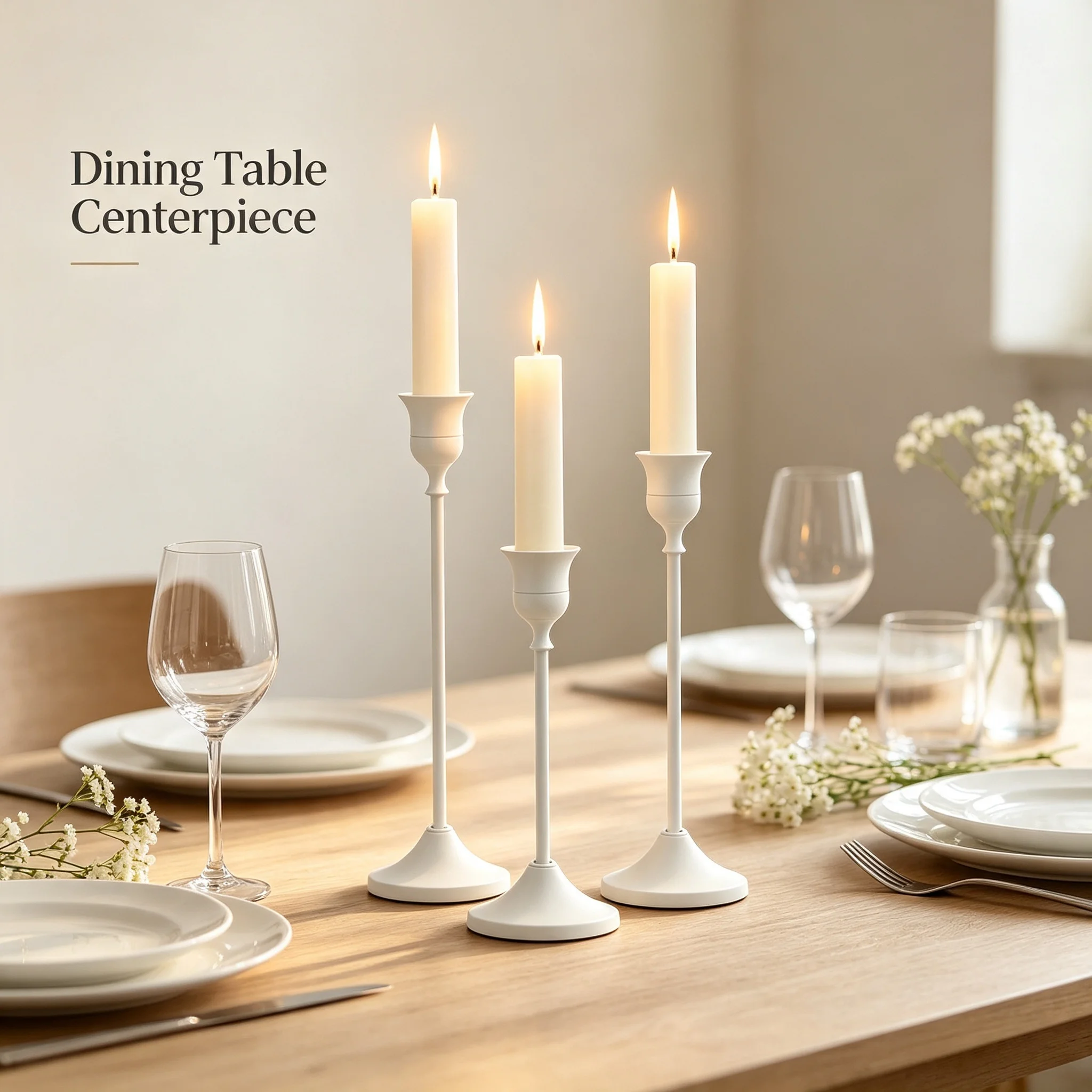 White Holy Wedding Candle Stand Set Romantic Tall Slim Candlesticks Gothic Table Decor for Party Halloween Bring Warm to House