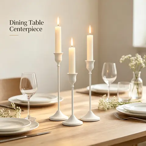 White Holy Wedding Candle Stand Set Romantic Tall Slim Candlesticks Gothic Table Decor for Party Halloween Bring Warm to House