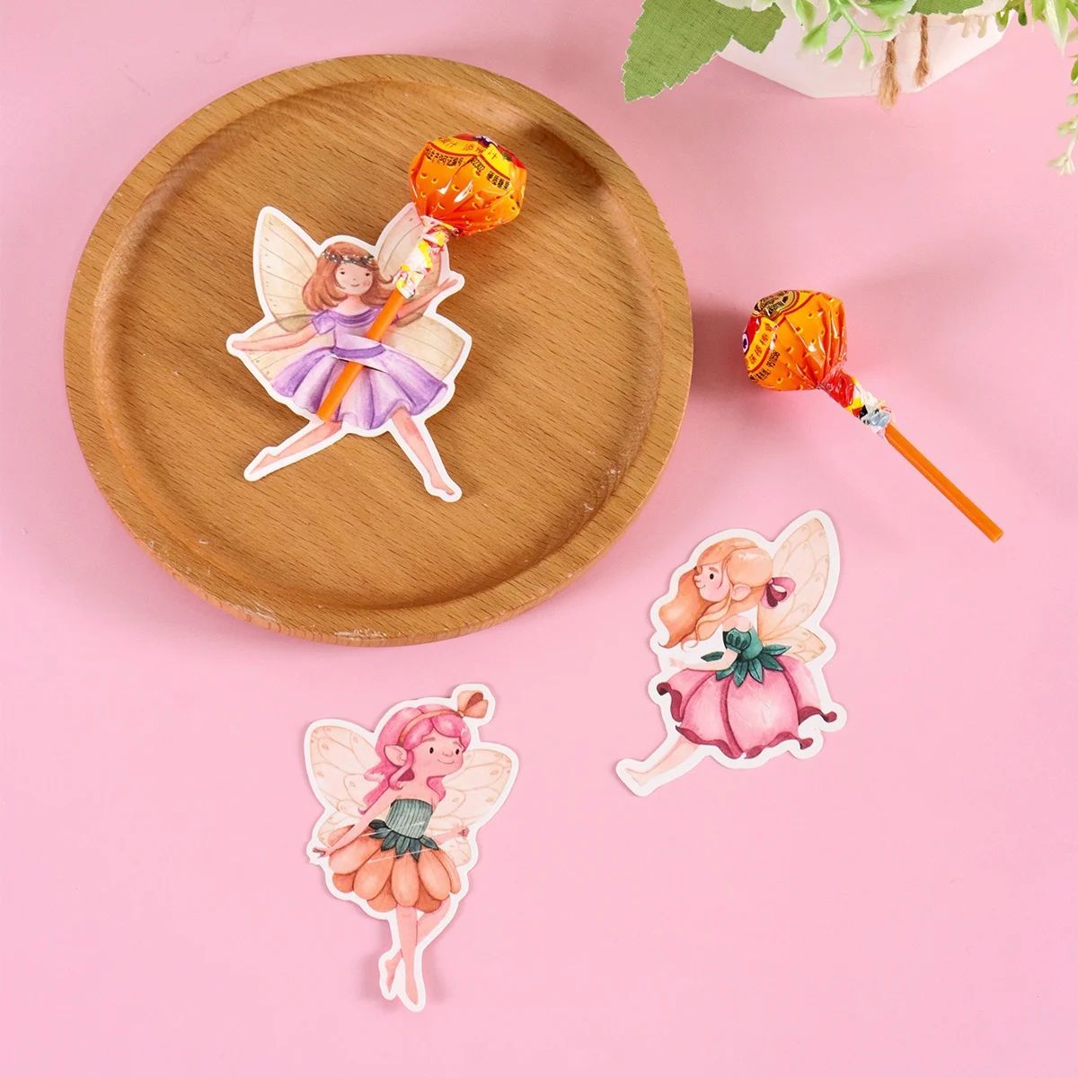 48 Stück rosa Schleifen-Papier-Lollipop-Kartenhalter, rosa Süßigkeitenverpackung für Geburtstagsfeier-Dekoration, DIY-Geschenk für Feiertage – Detail 8