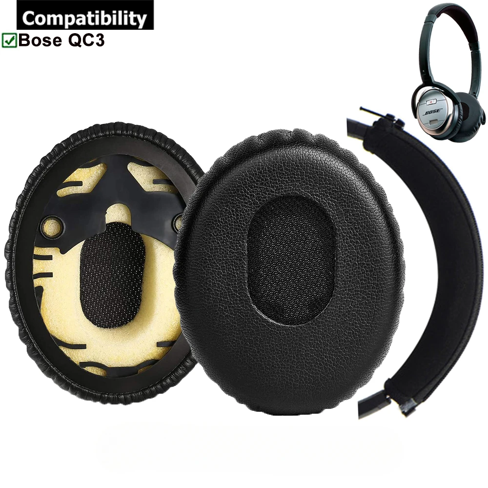 1Pair Replacement Ear Pads Cushions Earpads Headband For Bose QC3 QuietComfort 3 OE1 On-Ear Headphones