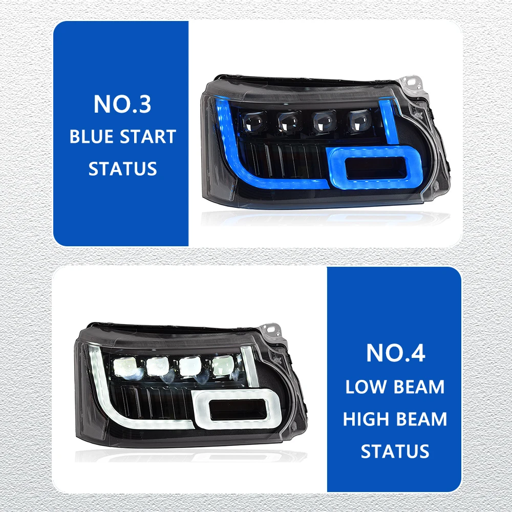LED المصابيح الأمامية ل رينج روفر رينج روفر سبورت 10-13 ماتري نمط سيارة رئيس مجموعة مصابيح إشارة اكسسوارات السيارات تعديل مصباح #5
