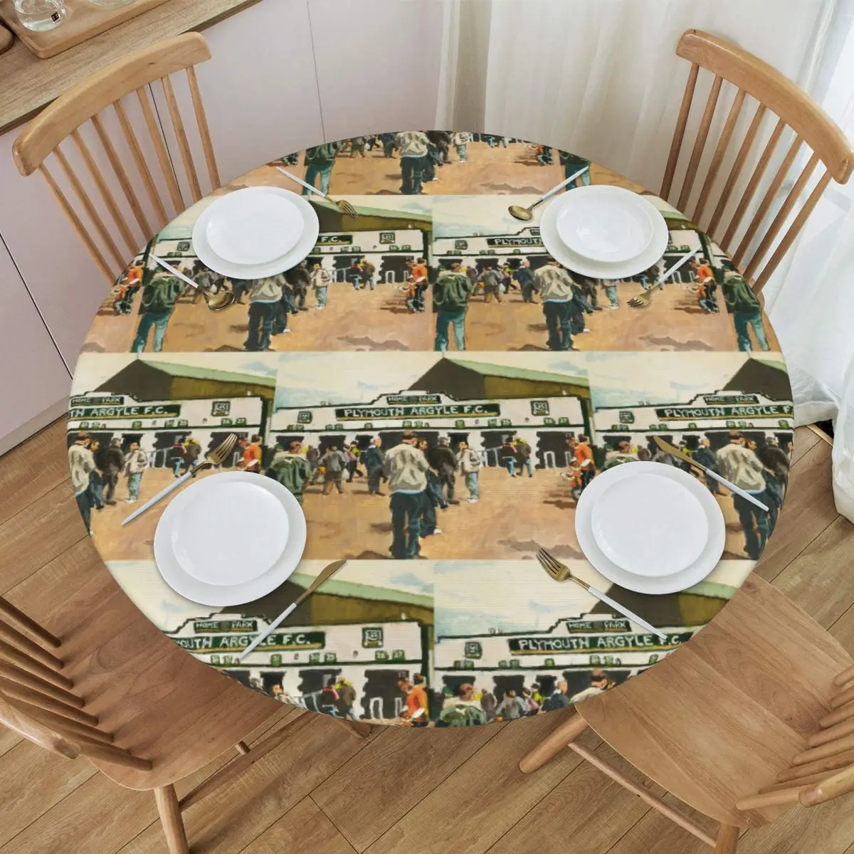 Plymouth Argyle Waterproof Round Tablecloth Oilproof Table Cloth for Kitchen Events Dining Table Cover