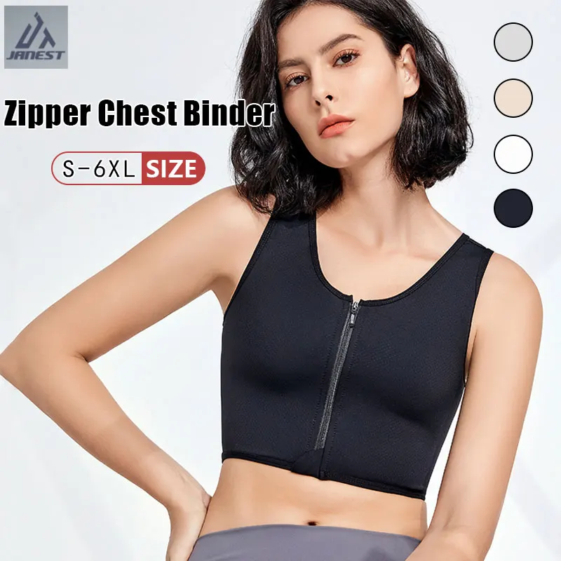 Central Zipper Chest Binder  FTM Binder Chest Trans Binder Flat Lesbian Tank Top Transboy Chest Binder Flat Lesbian