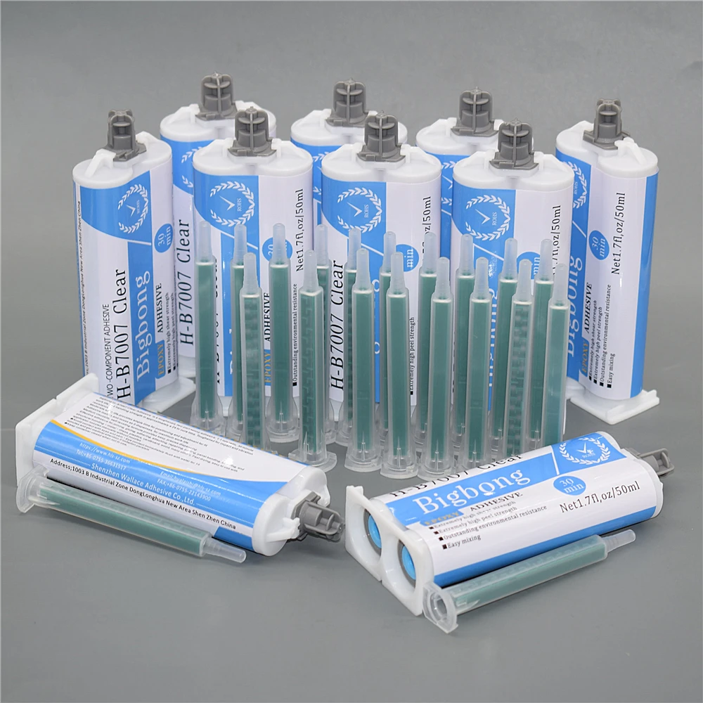 

10pcs Clear 1:1 50ml Epoxies AB Glues Wood Metal Plastic Glass Ceramic Concrete Epoxy Resin Adhesives with 20pcs Mixing Nozzles
