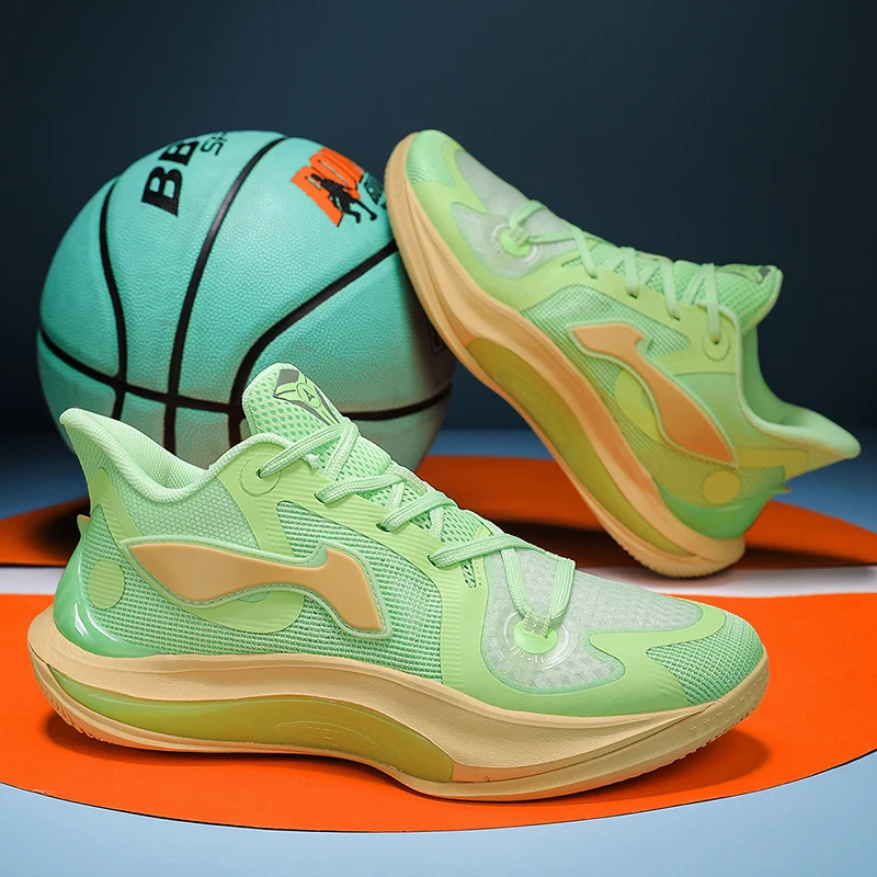 

Unisex Mesh Breathable Basketball Shoes Plus Size Non-slip Wear-resistant Lightweight Shock-absorbing Student Training Shoes